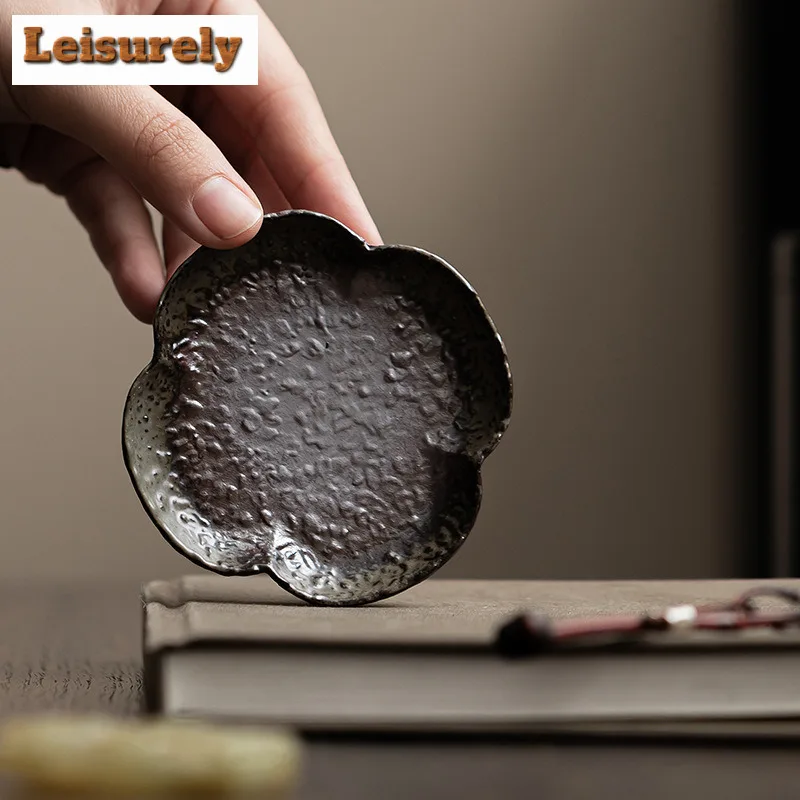 2pc/lot Old Rock Mud Four Leaf Coasters Non-slip Coasters For Coffee Cups Saucer Heat Insulation Placemats Cup Holder Teaset