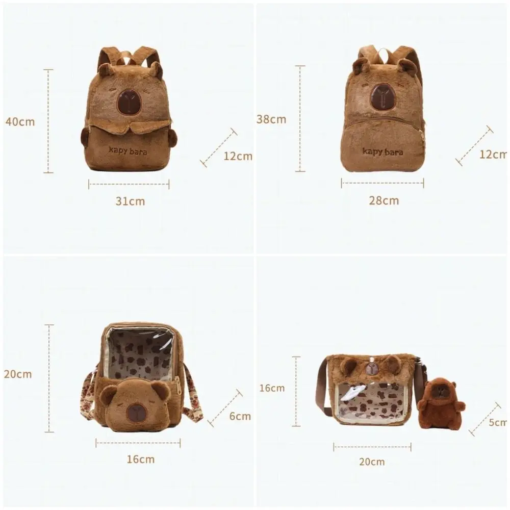Animals Capybara Plush Backpack Plush Doll Bag Large Capacity Cartoon Shoulder Bag Shoulder Bag School Bag Students School Bag