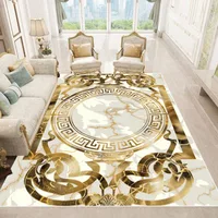 Luxury European Style Carpets Living Room Sofa Side Rugs Home Decoration Soft Golden Carpet Bedroom Cloakroom Hallway Floor Mat 1