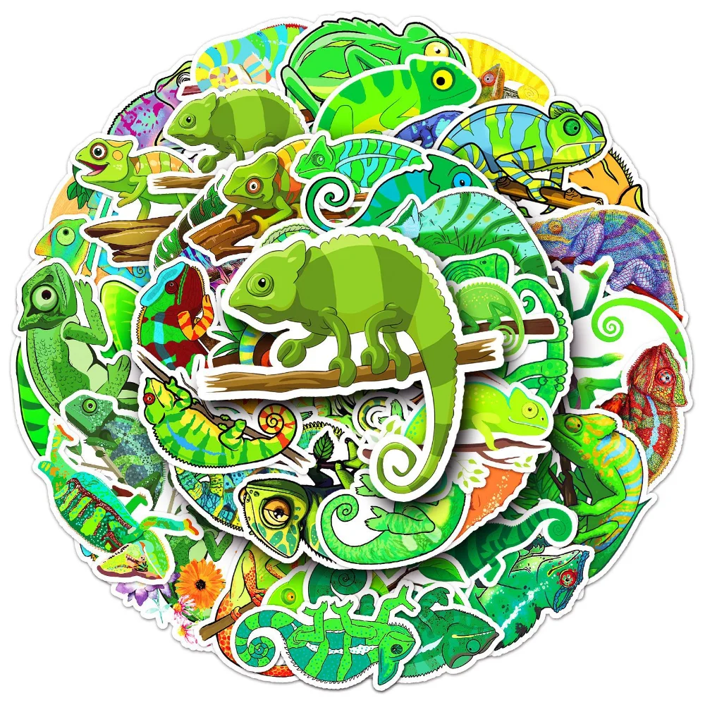 

50Pcs Cartoon Chameleon Stickers Waterproof Decal Laptop Motorcycle Luggage Snowboard Fridge Car Kids Puzzle Education Stickers