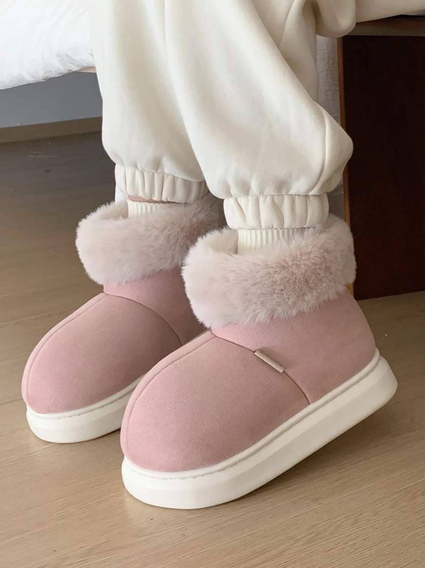 Parent-child Warm Plush Thick Snow Boots For Women's Man Ankle Boots Outerwear Versatile New Winter Cotton Household Shoes