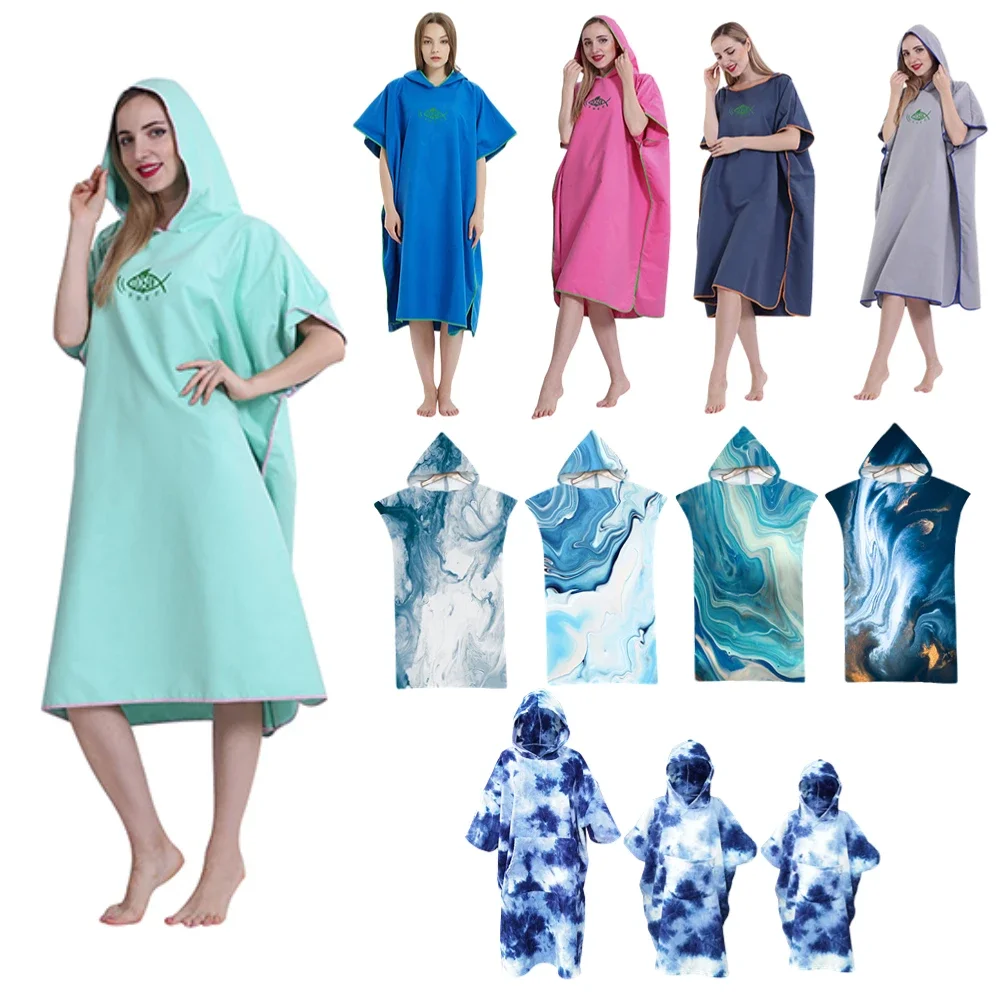 Poncho Serviette Microfibre à Capuche, Séchage Rapide – Pour Surf, Plage, Bébé
