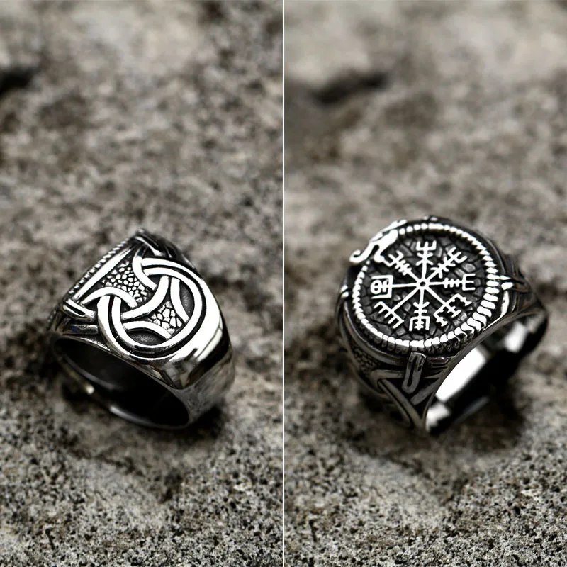 Stainless steel ring Viking Celtic solar symbol wheel amulet nordic slavic pagan jewelry