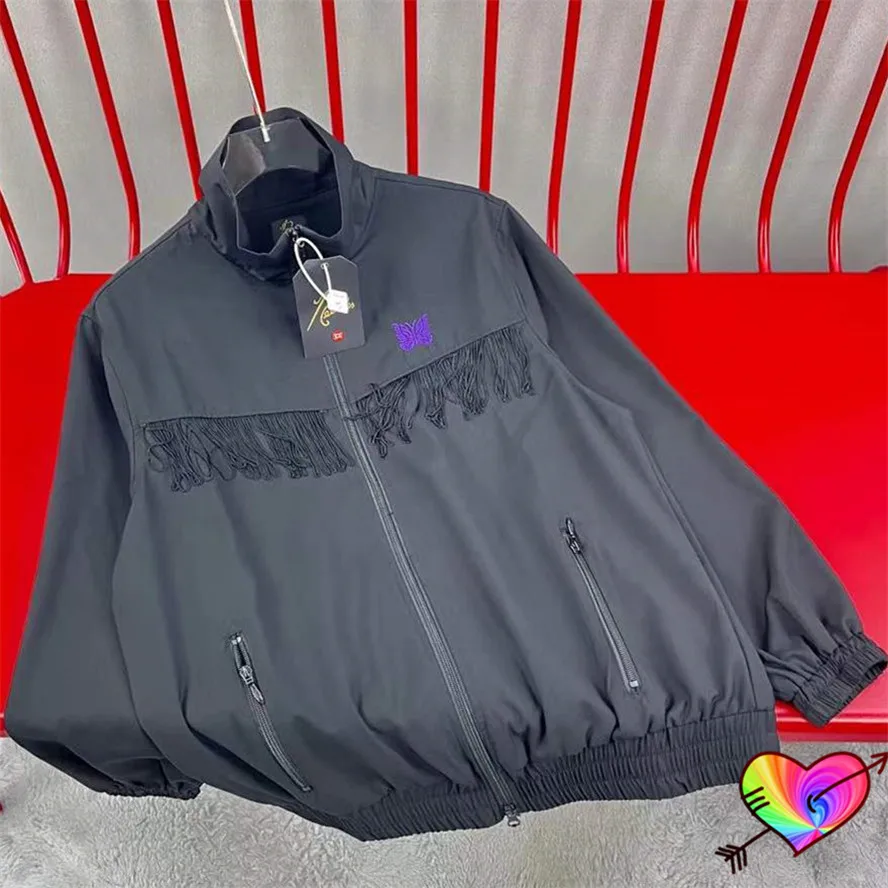 

Куртка с бахромой 2022 игл для мужчин и женщин, куртка с бахромой в стиле High Street 1:1, куртка с бахромой и вышивкой логотипом бабочки AWGE, трековое пальто