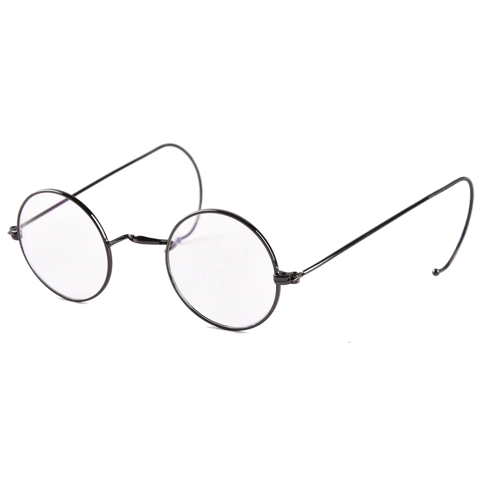 Eyeglasses Frames Eyeglass Frames 39mm Small Round Vintage Wire Rim Glasses with Cable Temples for Secure Fit