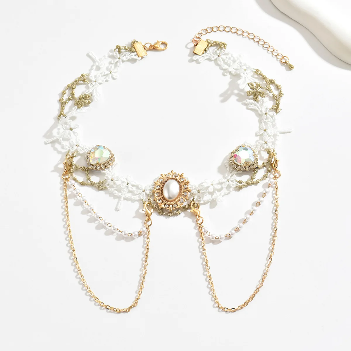 Yienate Vintage Collana Girocollo Pizzo Nero Gotico Pizzo Modello Collana Punk Nappa Perla Nera Pendente Choker Principessa Sposa Pizzo Lolita Dichiarazione Collana Gioielli Per Le Donne Ragazze