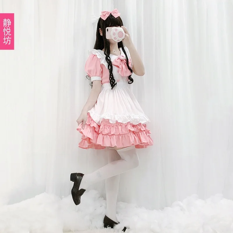Halloween Costumes lolita dress lolita suspender dress lolita cosplay costumes suspender dress For Women Maid Cosplay Costumes Maid Apron Waitress Sexy Woman Outfit Anime Dress Lolita Cat Girl Costume