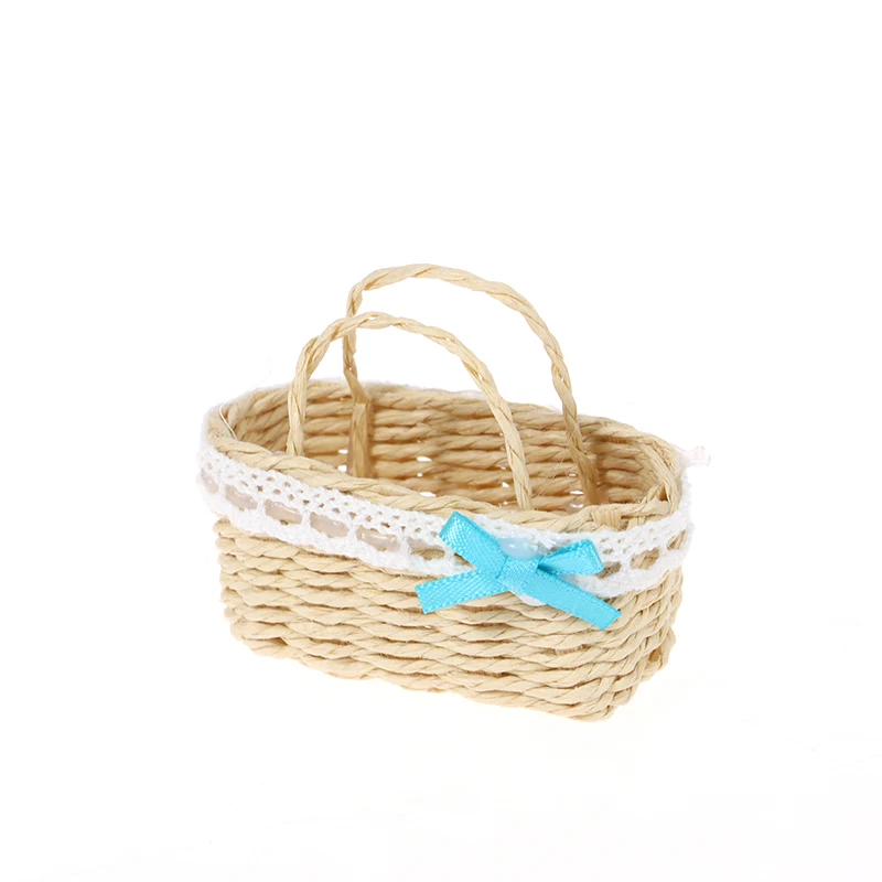 1Pcs Mini 1/12 Cute Dollhouse Rattan Frame Hand-woven Vegetable Food Storage Basket Dolls Miniature Decoration