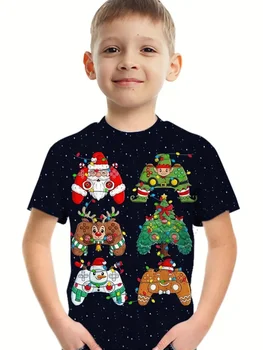 Children's Clothing Santa Claus 3D Print T-Shirts for Boys Short Sleeve Child T-Shirt Christmas Casual Girls Summer Clothes Tops