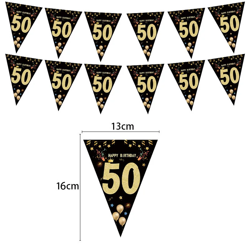 1set 30 40 50 60 Paper Banner Birthday Party Decorations Adult Garland Anniversary Adult Birthday Anniversaire 30age Black Flags birthday streamers birthday banner party decorations