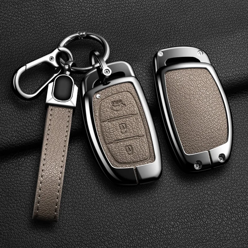 Zink-legierung Leder Auto Schlüssel Fall Abdeckung Für Hyundai Tucson Santa Fe Rena Sonata Elantra Creta Ix35 Ix45 I10 i30 I40 Zubehör – Detail 27