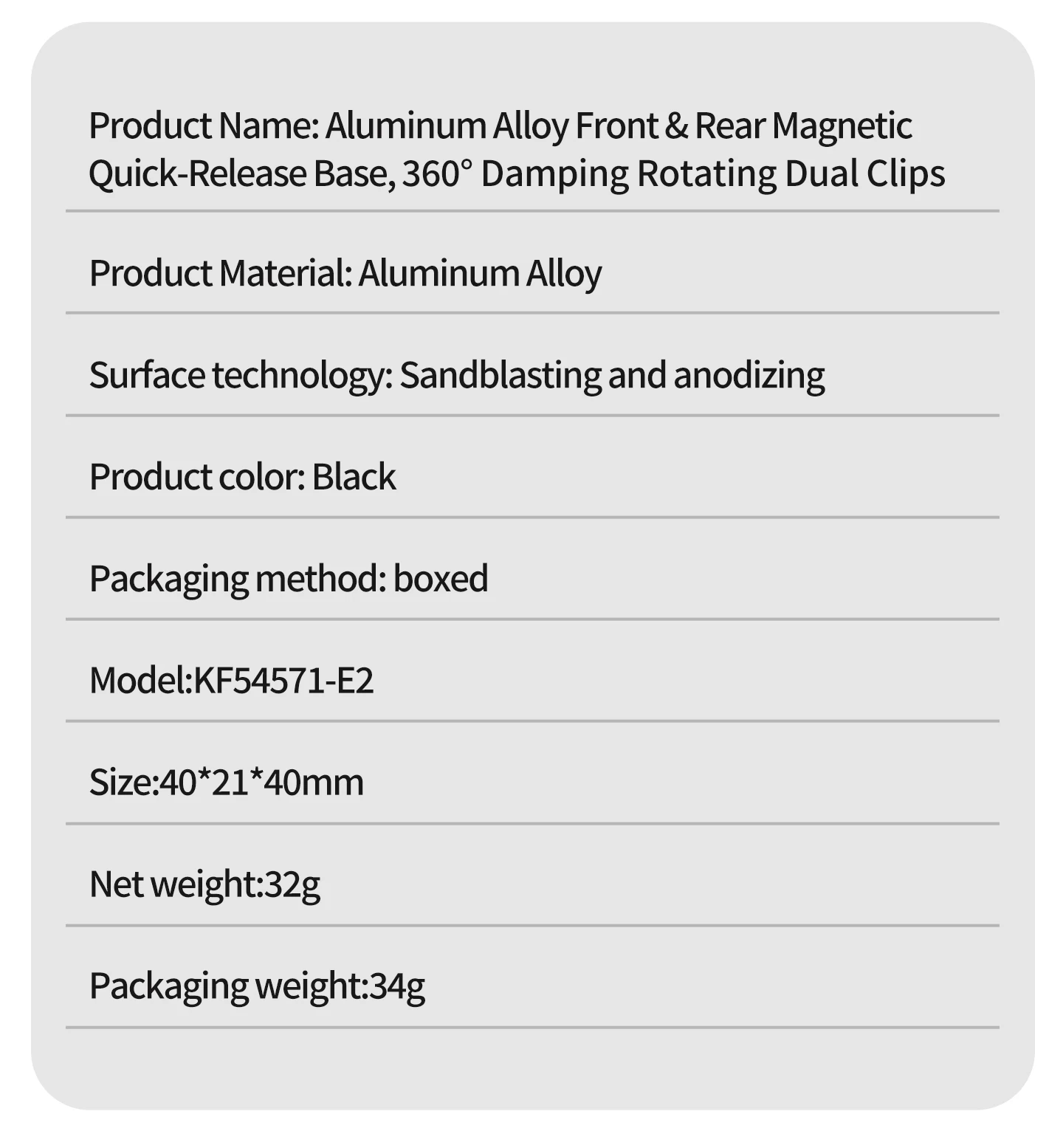 Aluminium Magnetische Schnellverschluss-Halterung Magnetische Schnellinstallationsbasis für DJI Action 6 Osmo Nano Rutschfeste Stoßfeste Stativhalterung – Detail 11