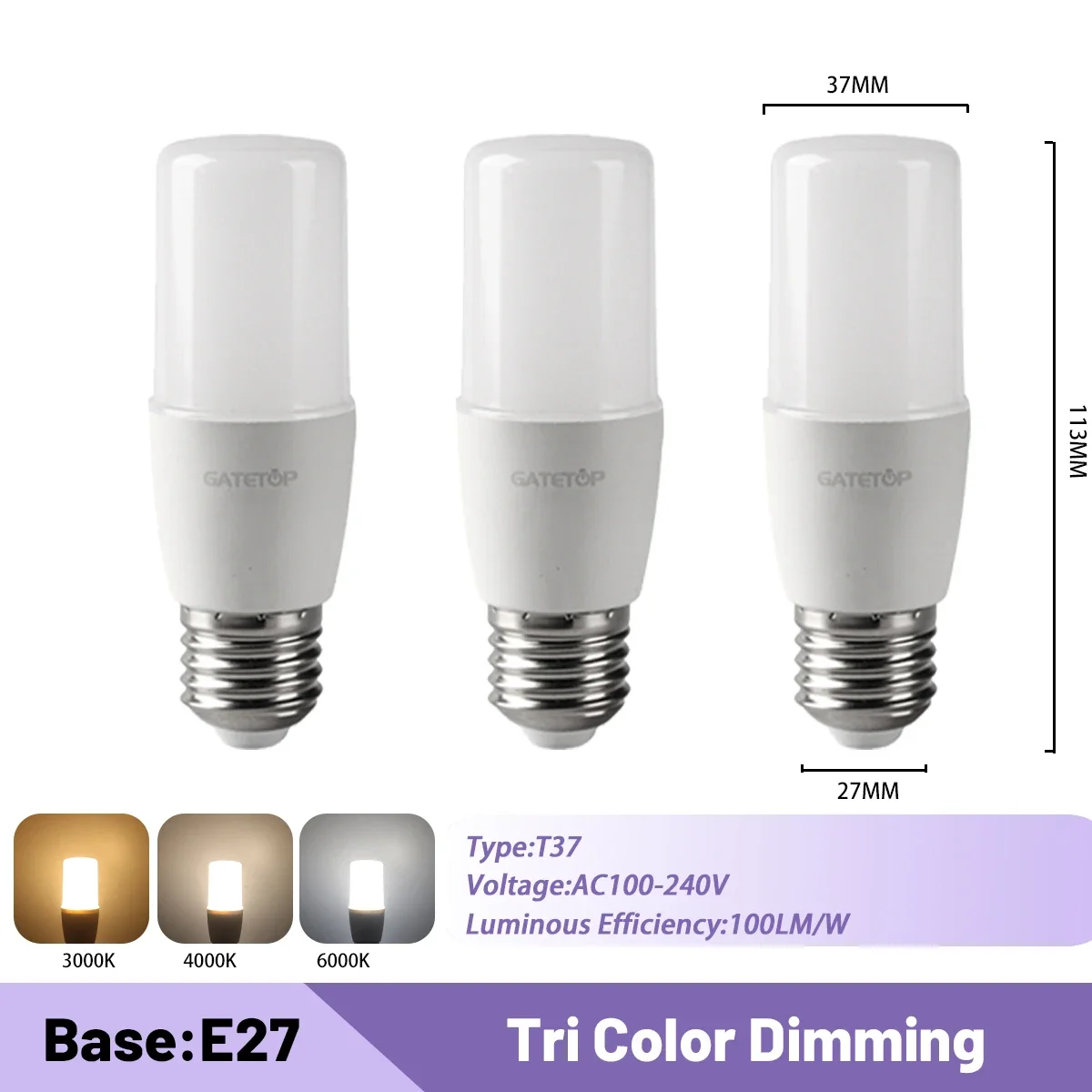 3pcs T37 E27