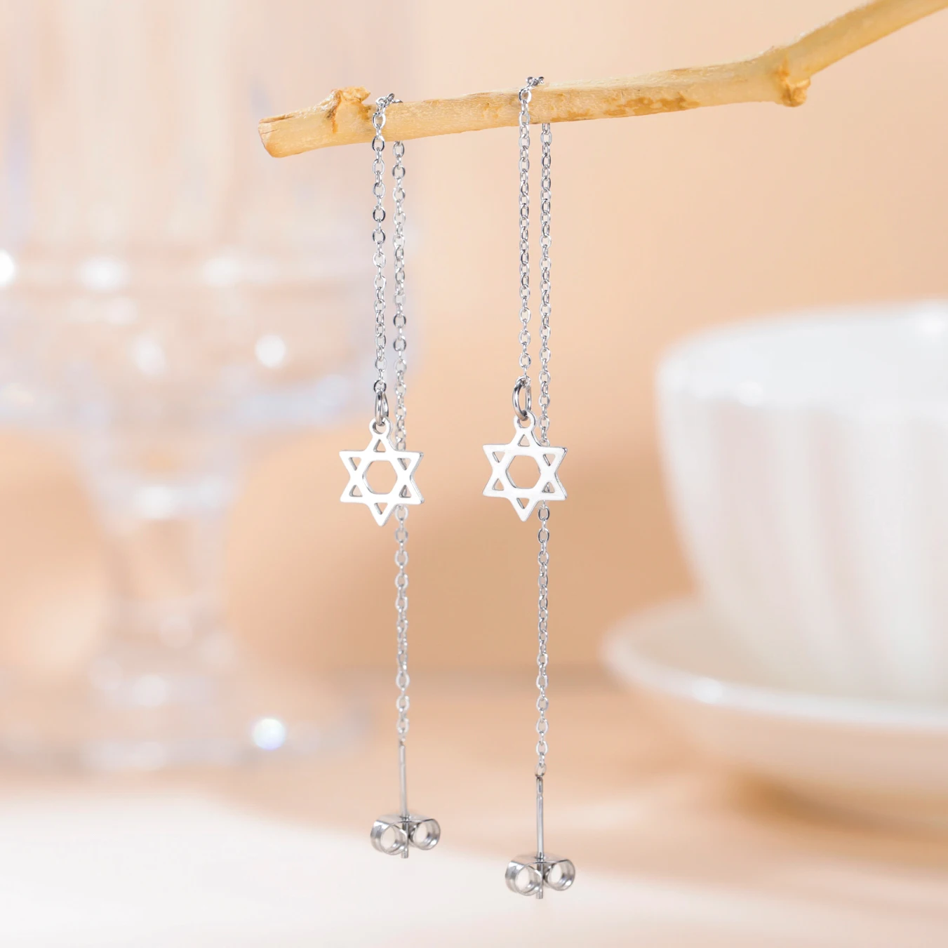 Orecchini Cubo Di Metatron E Stella Di David In Acciaio Inox – Gioielli Geometrici Sacri – Regalo Esoterico Per Donna O Ragazza