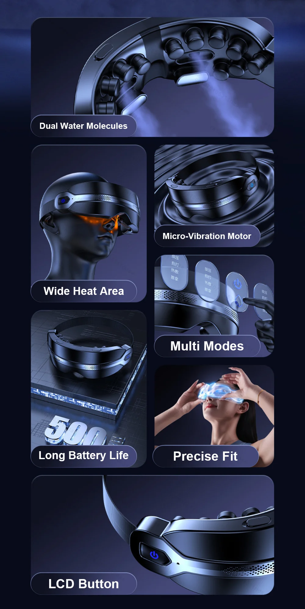 Electric Steam Eye Massager Warm Spa Eye Steamer Acupressure Kneading Massage Eyes Bluetooth Relieve Eye Fatigue Massage Relax