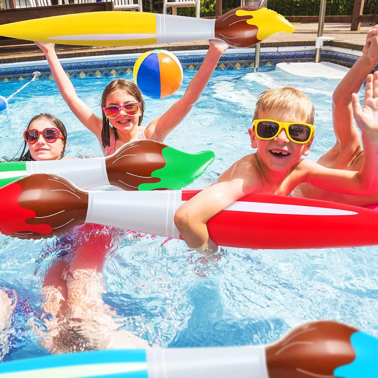 5 Stück Aufblasbare Malpinsel Ballons 105cm - Riesen Pinsel Für Party Deko