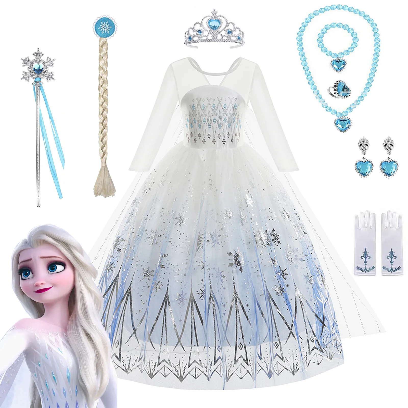 Disfraz Frozen Vestido Elsa Blanco Frozen Vestido Frozen Nuevo