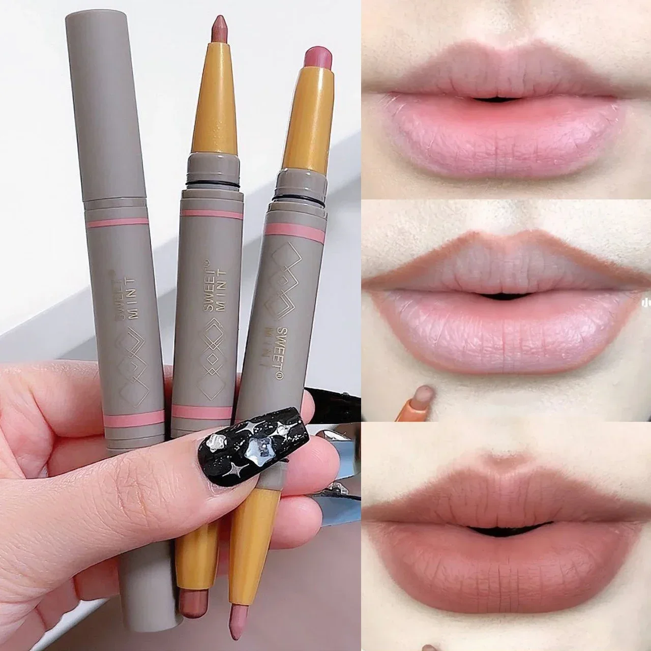 Double-ended Waterproof Matte Lip Liner Pen Makeup Lasting Contouring 3D Lips Lipstick Pencil Nude Pink Lip Tint Lips Cosmetics