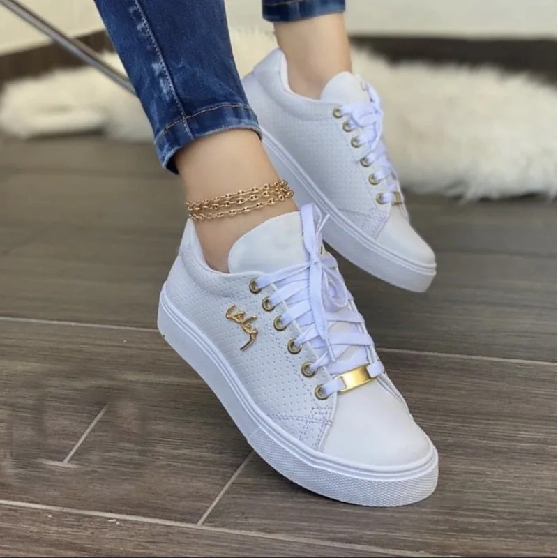 

Women's Vulcanized Shoes 2023 New Casual Shoes Lace Up Womens Shoe Lightweight Outdoor Running Platform Shoes Tenis De Mujer