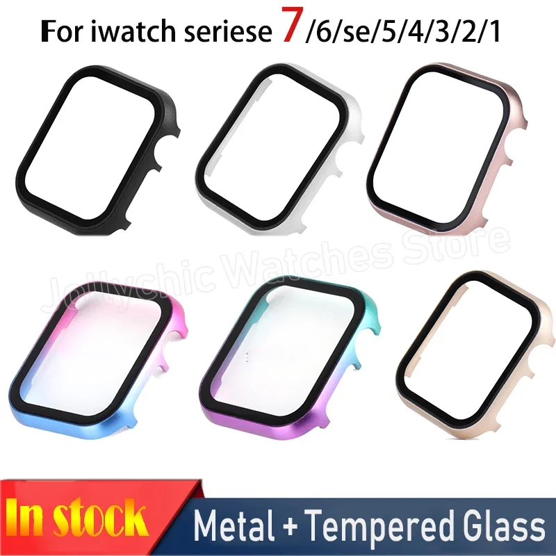 Premium Aluminum & Tempered Glass Protective iWatch Cover