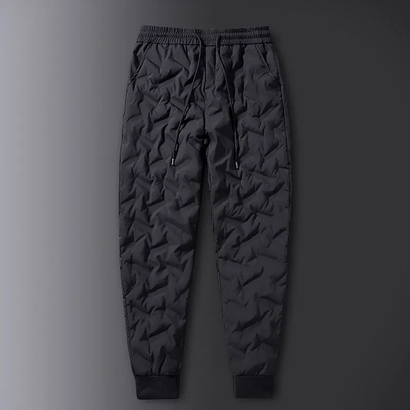 Men Winter Down Cotton Pant Skinny Casual Trousers Slim Bright Leather Outdoor Windproof Waterproof Thick Warm Male Pants men trousers,leather pants,skinny pants,cotton trousers