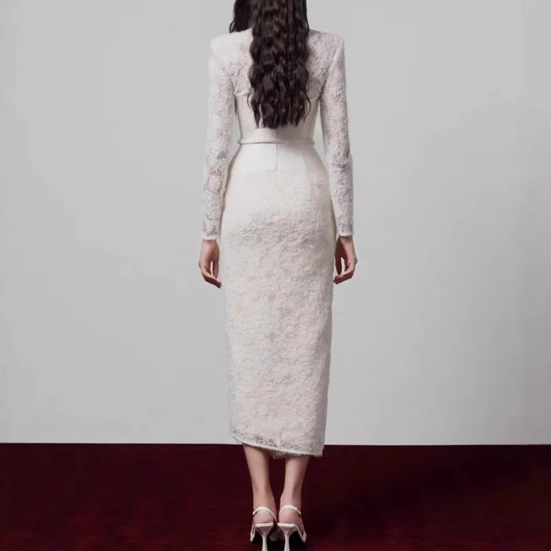 chinese dress ladies 1pc Embroidery Lux Lace Pleated Flare Dress – Giovanna Apparel main image 0