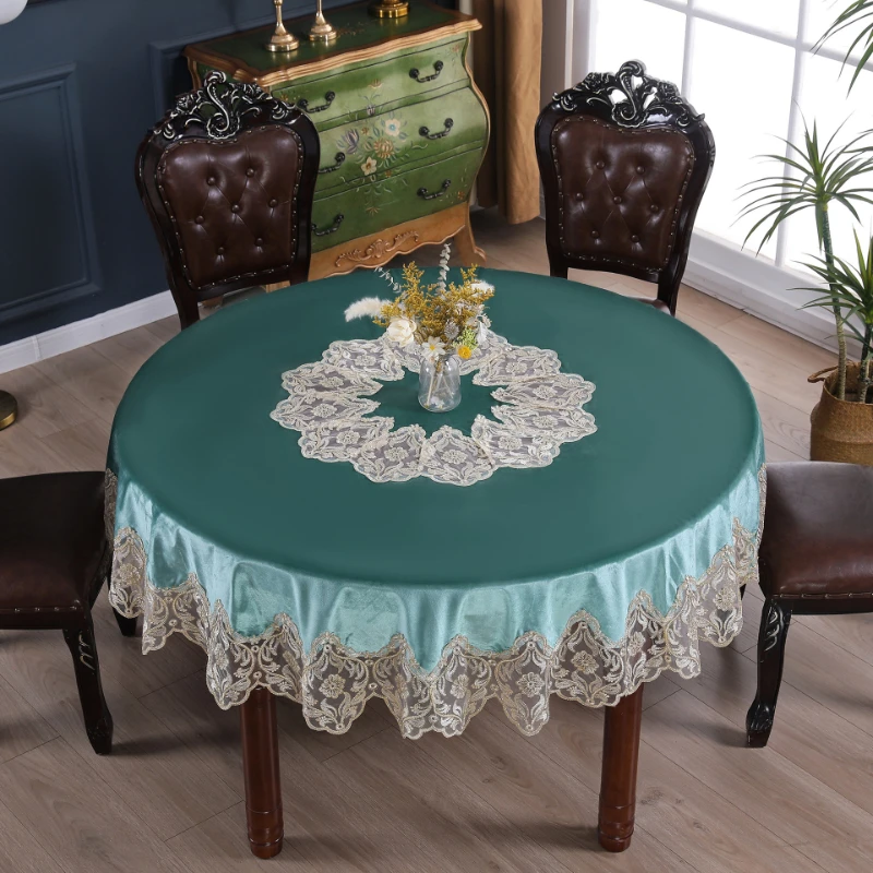 

European Style Lace Lint Tablecloth Desk Decoration Cloth Round Tablecloth Tea Table Dining Table Tablecloth Tea Table Cloth Art