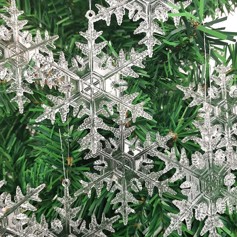 6Pcs/pack Christmas Tree Pendant Plastic Snowflake Decor Christmas Decorations for Handmade DIY Home Decoration