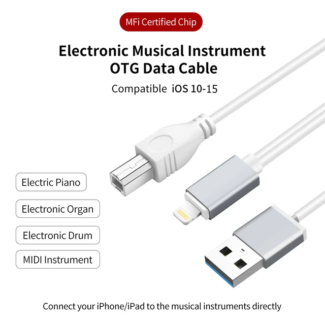 Otg Cable For Electronic Music Instrument With Usb Charging Port