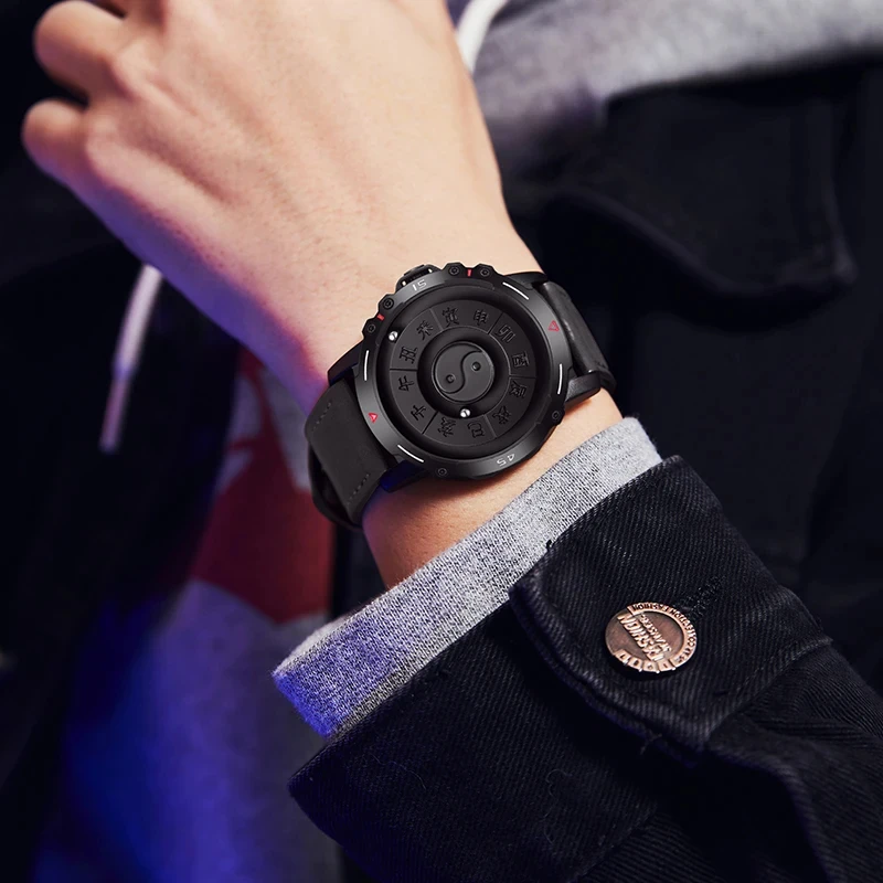 DOM Original Chinese Traditional Culture Men's Watch waterproof Magnetic Metal Bead Pointer Conceptual Dial Casual Man Clock