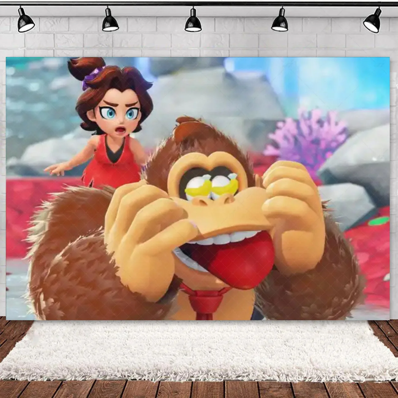 Cartoon Anime Donkey Kong Thema Spiel Party Dekoration Lieferungen Orang-Utan Land Hintergrund Gorilla DK Ballon Banner Set Kind Geschenk – Detail 4