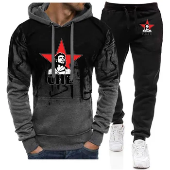 2025 Che Guevara Uomo Rebel Cuban Guerrilla Revolution Moda Primavera Autunno Tute Felpa con cappuccio sfumata + Pantaloni sportivi Harajuku Suit 1