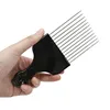 Professional Wide Teeth Fist Shape Black Handle Afro Pick Hair Comb Metal Salon Comb 3