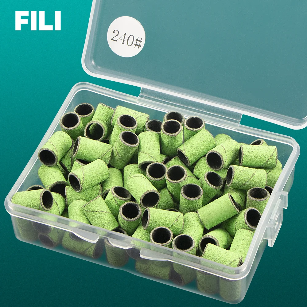 FILI 240# 180# 120# 80# Sanding Bands For Nail Drill UV Gel Acrylic Remover Manicure Pedicure Polishing Bits Accessories