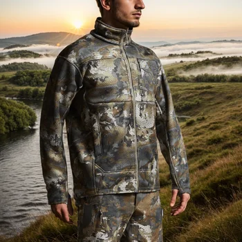 Men's Three-in-one membrane stand collar composite polar fleece outdoor Traverse Jacket - Camouflage Hunting Wear - Fishing jacket 4