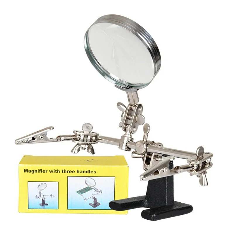 Soldering Station with Magnifying Glass and Auxiliary Clamp