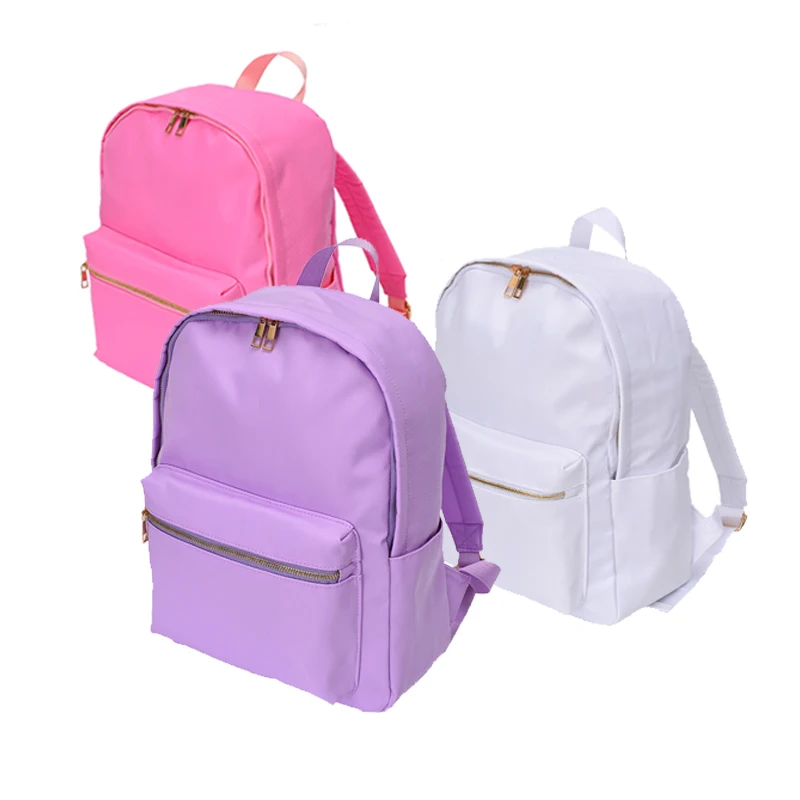 Classic Solid Color Nylon Material Simple Durable Leisure Travel Bag Kids Fashion School Bag M L