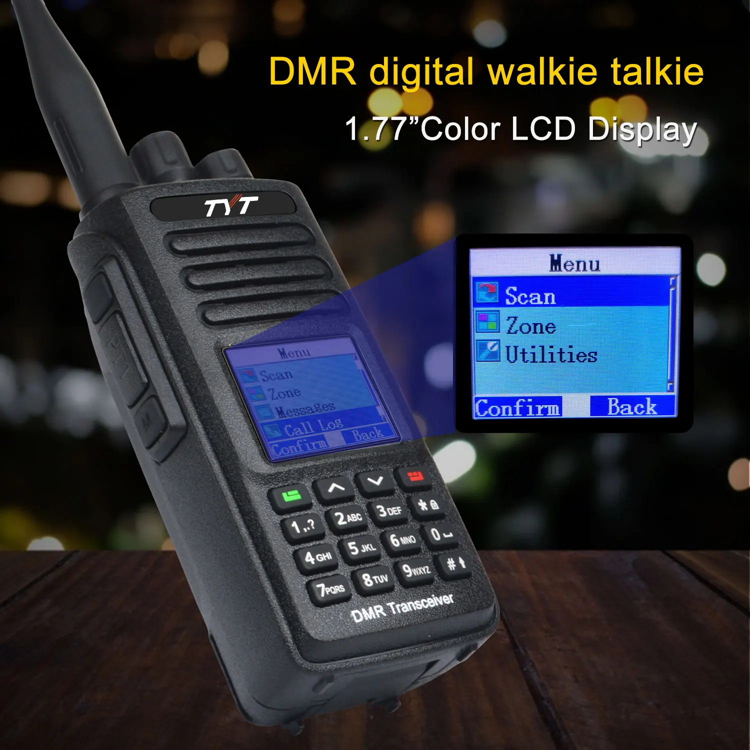 TYT MD-UV390 10W IP67 Wateroof Record VHF UHF Dual Band AES256 Encryption DMR Digital Walkie Talkie with USB-C 2800mAh Battery 6