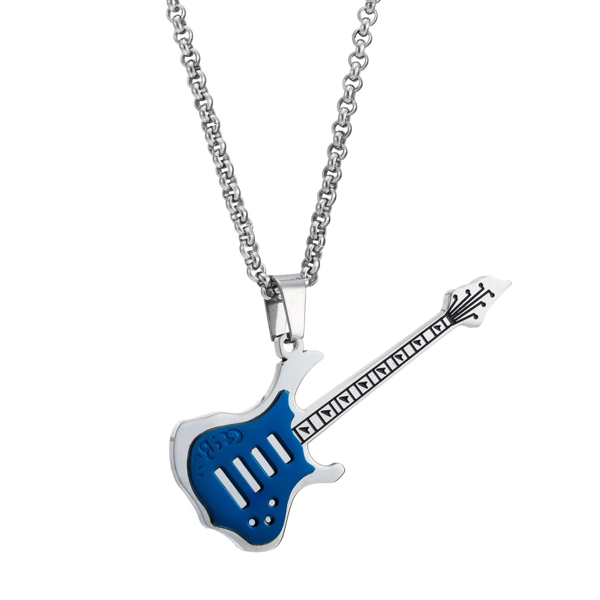 Collana Chitarra Liitata 2 Pezzi - Ciondolo Rock In Acciaio Per Uomini E Donne - Foto 6