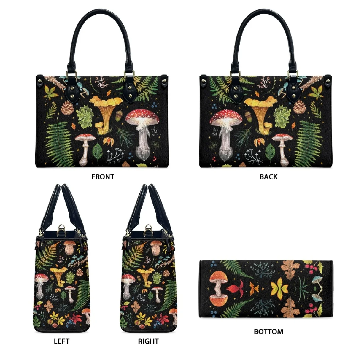 Mushroom Women Bags Luxury Leather Tote Bag for Youth Girls Female Casual Fashion Street Shoulder Bags Woman Bolsa Mujer 2024
