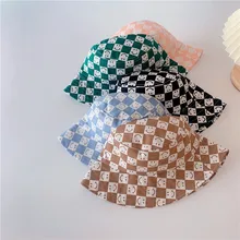 

2022 Spring Summer New Kids Hat Casual Boys Cap Korean Plaid Smile Girls Hat Fashion Checkerboard Children Cap