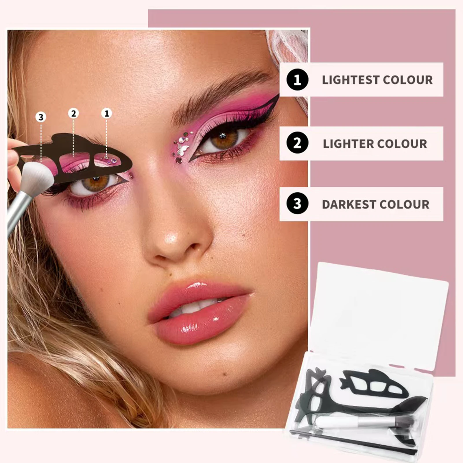 Eye Makeup Stencils 4pcs With 2pcs Brush Eyetour Your Glam Bestie Quick Eye Makeup Template For Women Girls makeup tools eyebrow stencil tool eyeliner stencil tool eye makeup tools mascara applicator template