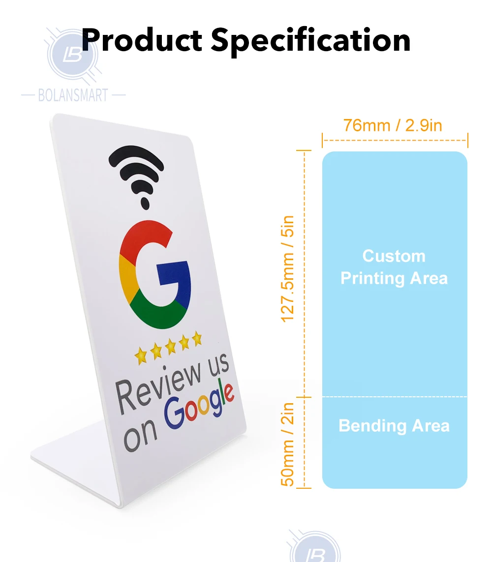 1pcs 13.56MHz Ntag215 Google Review Cards For Android/iPhone Tap URL Writing Social Business Review Cards Standard NFC Instagram