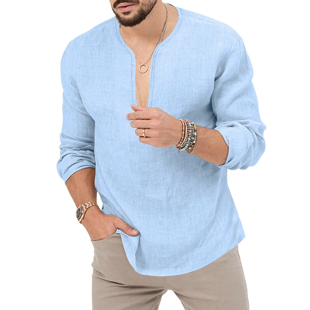 

Mens Shirts Mens Tops Casual Daily Daily Deep V Neck Long Sleeve Polyester Regular Slim Tops Solid Color T Shirts