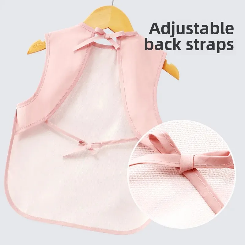 Children's Lightweight Sleeveless Feeding Smock Breathable Waterproof Baby Bibs Toddler Food Shirt Summer Anti-Dirty Neck Warmer