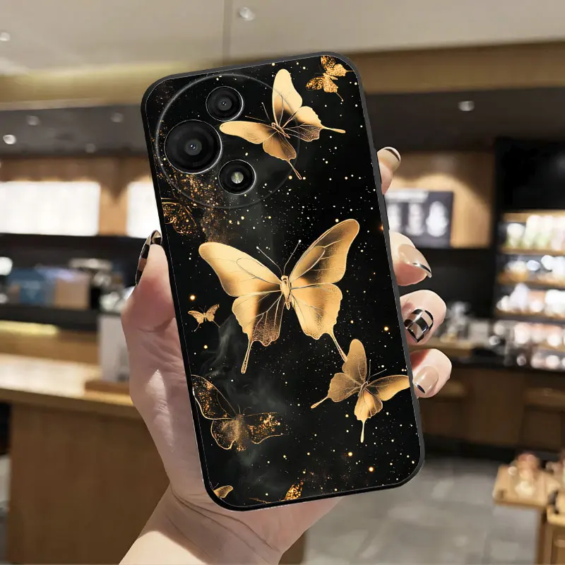 Fashion Print Black Silicone Phone Case - Soft Protective Cover