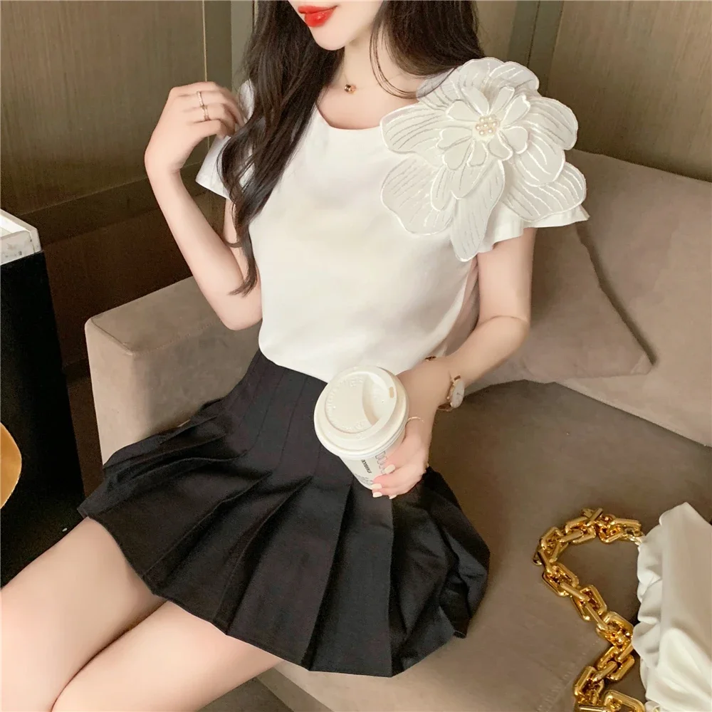 Cheap wholesale 2021 spring summer autumn new fashion casual chiffon women shirt woman female OL Short sleeve shirt Py1433