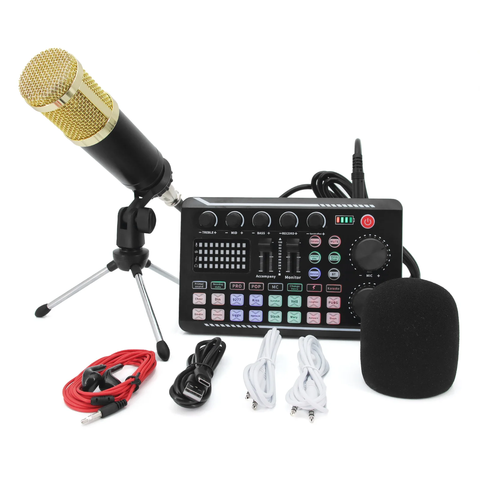 DJ Equipment Microphone Sound Card Console Studio Sound Card Kit Cable Phone Mixing Computer Live Voice Mixer F998