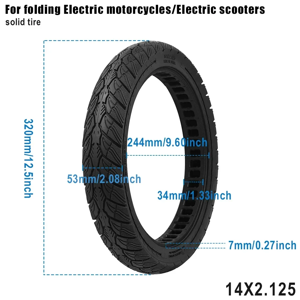 14x2,125 Hohl Vollreifen 14 Zoll Waben Airless Reifen Nicht aufblasbarer Reifen für Elektroroller 14*2,125 Vollflachreifen – Detail 1