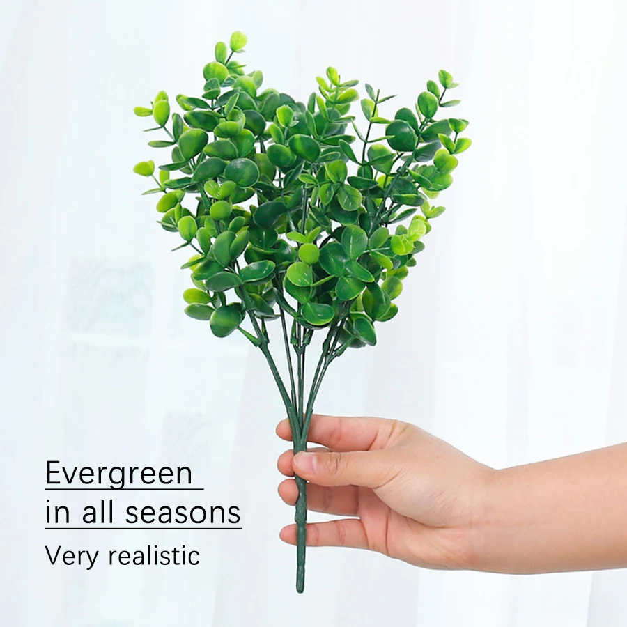 1 Bunch of Very Realistic Artificial Eucalyptus Leaves, Eucalyptus Branches for Room Desktop, Coffee Table, Vase, Outdoor Balcony, Terrace, Porch Decoration, Simulated Green Plants